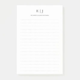 Einfache Minimal Couple Monogram Dotlines Post-it Klebezettel