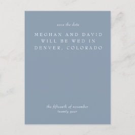 Einfache Minimal Dusty Blue Modern Save the Date Ankündigungspostkarte