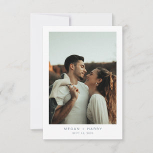 Einfache Minimal Dusty Blue Wedding Dankeskarte