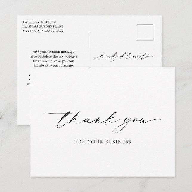 Einfache Minimal Elegant Modernes Business Vielen  Postkarte (Vorne/Hinten)
