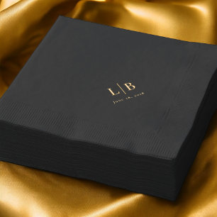 Einfache Minimal-Elegant-Monogram-Hochzeit Servietten Mit Folie