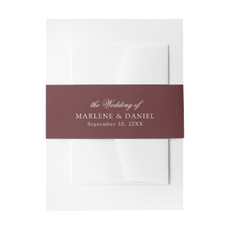 Einfache Minimal Elegant Red Burgundy Formal Weddi Einladungsbanderole