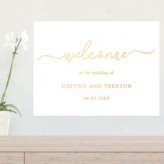 Einfache Minimal Elegante Begrüßung Foliendrucke (In Situ (Eingangstisch))