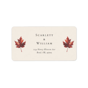 Einfache Minimal Fall Leaf Cream Wedding Address Adressaufkleber