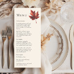 Einfache Minimal Fall Leaf Creme Hochzeit Menükarte<br><div class="desc">Dieses einfache, minimale Herbstblatt-Hochzeitsmenü wird durch die delikate Eleganz der Natur inspiriert, mit einem rustikalen und schlichten Charme, der die Essenz des Herbstes einfängt. Dieses Design ist mit einem minimalistischen Ahornblatt aus Boho auf einem cremefarbenen Hintergrund gestaltet. Jedes Stück dieser Kollektion lädt Sie ein, den sanften Reiz der Saison zu...</div>