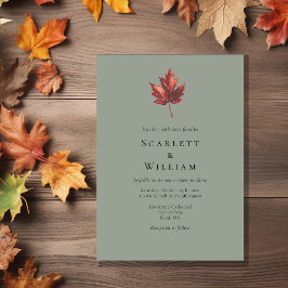 Einfache Minimal Fall Leaf Sage Grüne Hochzeit Einladung