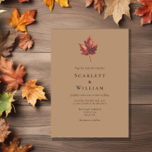 Einfache Minimal Fall Leaf Terracotta Wedding