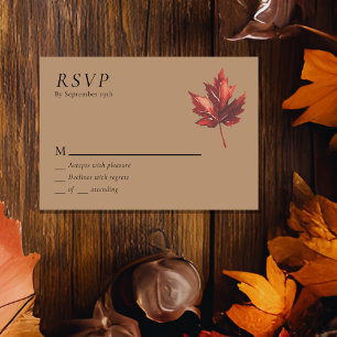 Einfache Minimal Fall Leaf Terracotta Wedding RSVP
