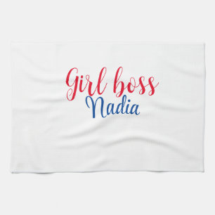 einfache minimal Girl Boss Namenstext Bild Geschäf Geschirrtuch