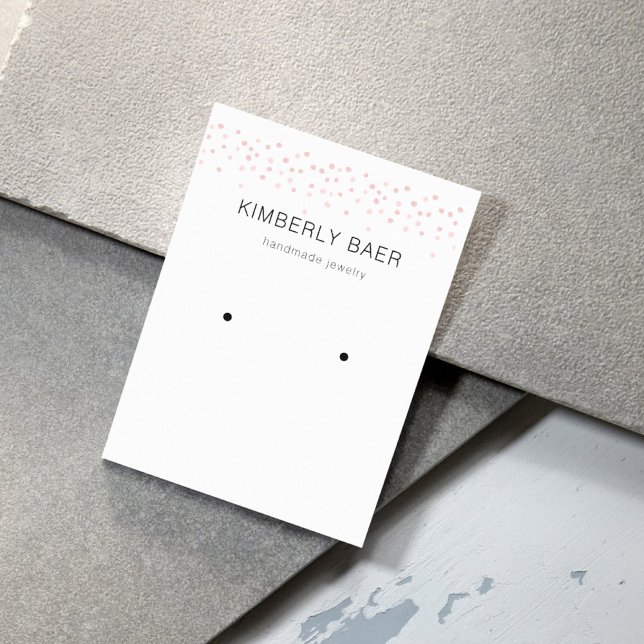 Einfache Minimal Gold Pink Confetti Ohrring Anzeig Visitenkarte (Von Creator hochgeladen)