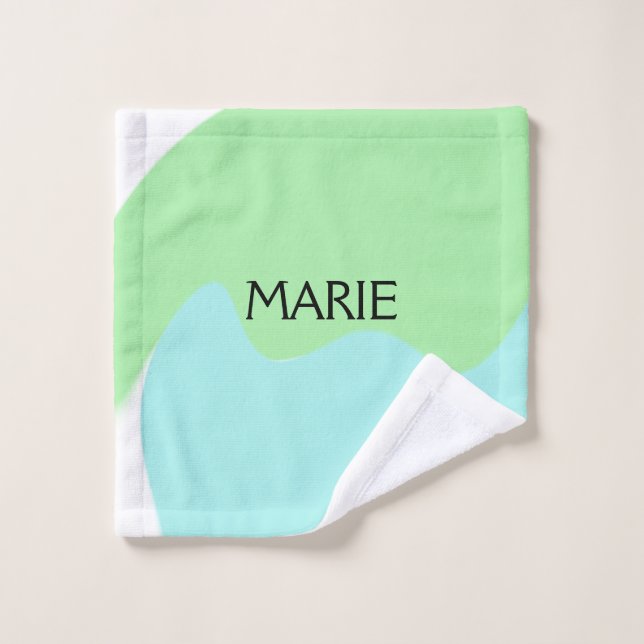 EINFACHE MINIMAL GRÜNE HINZUFÜGEN IHR NAME TEXT GI BADHANDTUCH SET (Waschlappen)