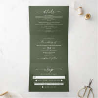 Einfache Minimal-Jäger-Dunkelgrüne Budget-Hochzeit