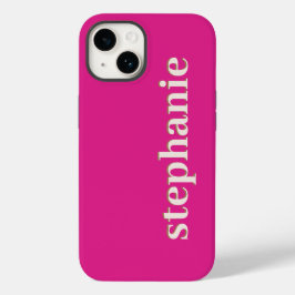 Einfache Minimal Magenta Personalisiertes Hot Pink Case-Mate iPhone 14 Hülle
