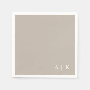 Einfache Minimal Monogram Taupe Custom Wedding Serviette