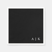 Einfache Minimal-Monogramm-Schwarz-Custom-Hochzeit