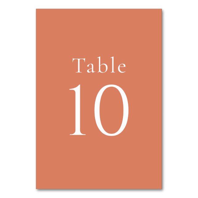 Einfache Minimal Orange Citrus Hochzeit Tischnummer (Vorderseite)