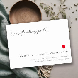 Einfache Minimal Red Heart Script Save the Date Ca Einladung