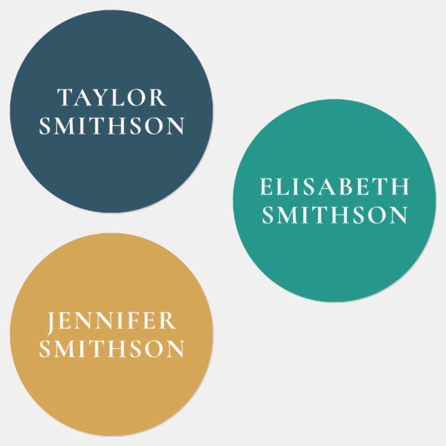 Einfache Minimal Retro Colors Individuelle Name Sc Etiketten (Gruppe)