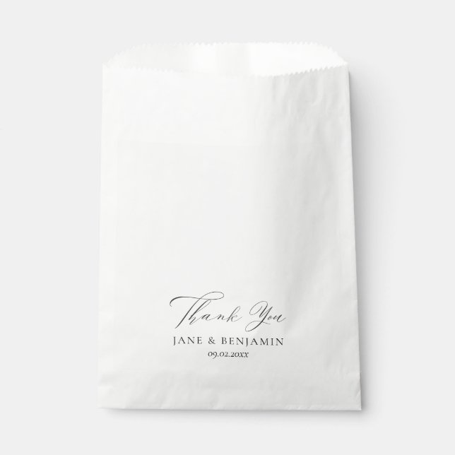 Einfache Minimal Schwarz & Weiß Elegante Hochzeit Geschenktütchen (Vorderseite)