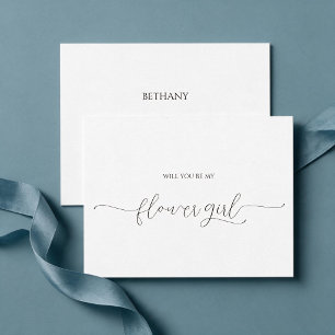 Einfache Minimal-Script-Blumenmädchen-Anfragekarte Einladung
