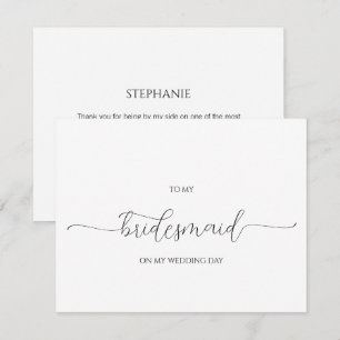 Einfache Minimal Script Bridesmaid Danke Karte