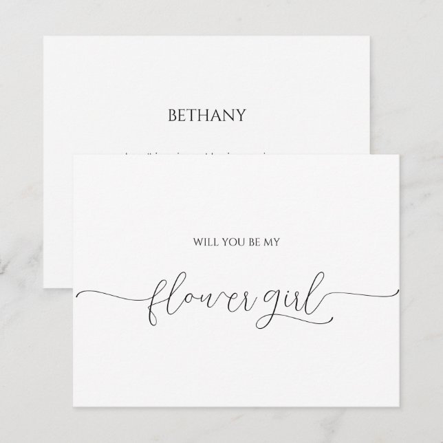 Einfache Minimal Script Flower Girl Vorschlag Card (Vorne/Hinten)