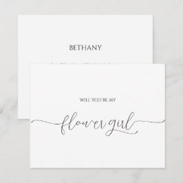Einfache Minimal Script Flower Girl Vorschlag Card