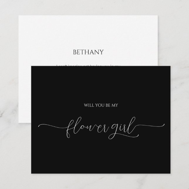 Einfache Minimal Script Flower Girl Vorschlag Card Einladung (Vorne/Hinten)