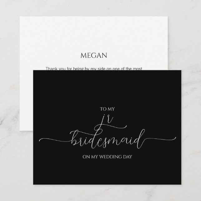 Einfache Minimal Script Jr Bridesmaid Dankeschön K Einladung (Vorne/Hinten)