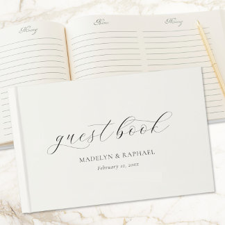 Einfache Minimal-Script-Personalisiert-Hochzeit Gästebuch