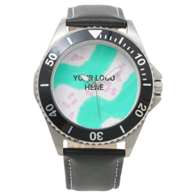 EINFACHE MINIMAL TEXT STIL GIFT grüne Aquarellfarb Armbanduhr (Vorderseite)