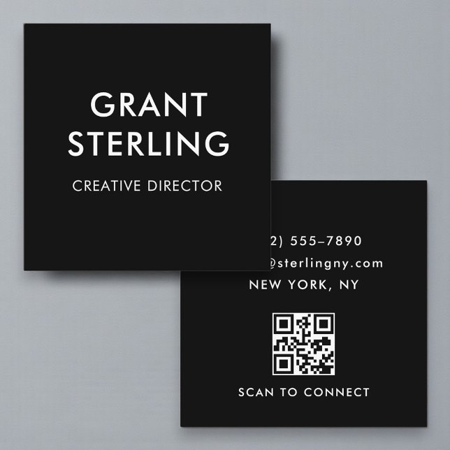 Einfache Minimal-Typografie Schwarz Quadratische Visitenkarte (Von Creator hochgeladen)
