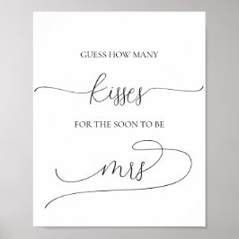 Einfache Minimal wie viele Kisses Brautparty Game Poster