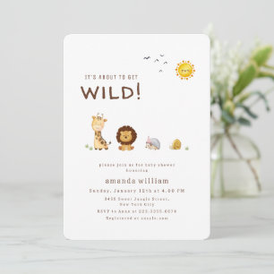 Einfache Minimal Wild Sarafi Tiere Baby Shower Einladung