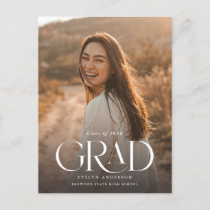 Einfache Minimale Abschlussfoto Graduierung Postkarte