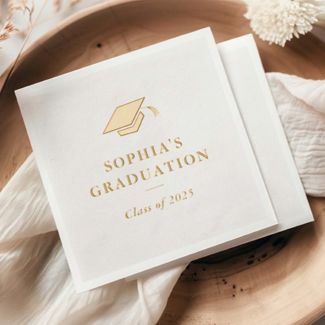 Einfache minimale Absolventen Servietten Mit Folie (Elegant Foil Graduation Party Napkins.)