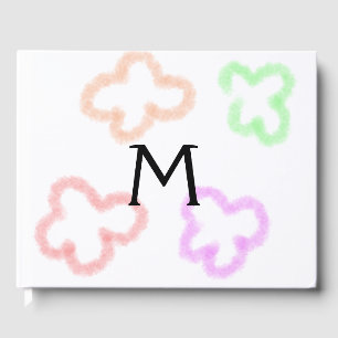 Einfache minimale Aquarellflorale Monogramm Gästebuch