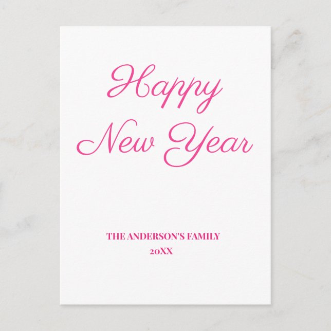 Einfache minimale Aufnahme des Textes im neuen Jah Postkarte (Vorderseite)