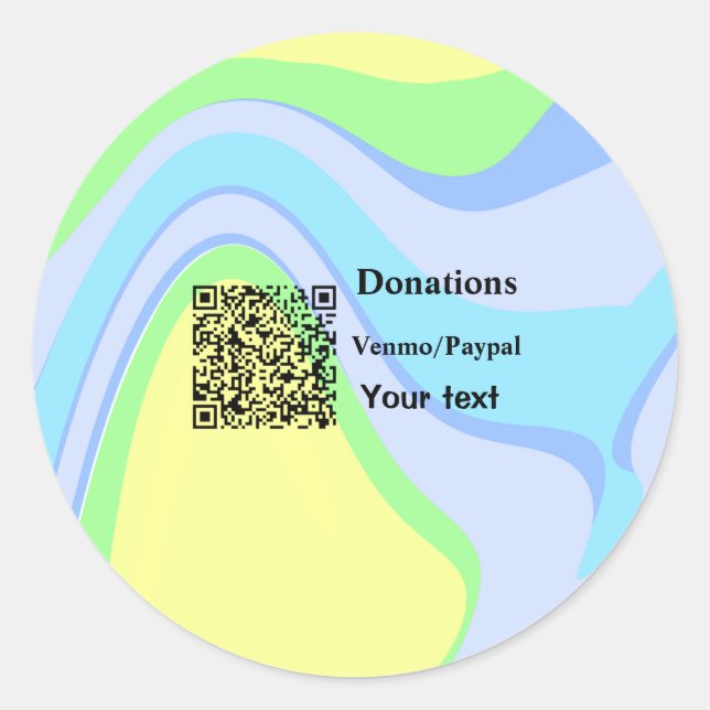 Einfache minimale Barcode Spenden venmo paypal Runder Aufkleber (Vorderseite)