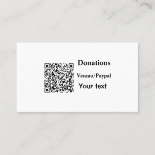 Einfache minimale Barcode Spenden venmo paypal  Visitenkarte