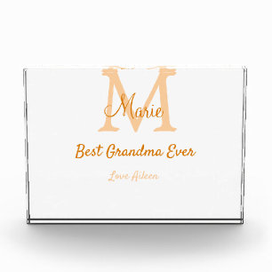 einfache minimale Bestform Orangenmonogramm Fotoblock