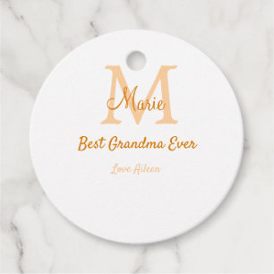 einfache minimale Bestform Orangenmonogramm Geschenkanhänger