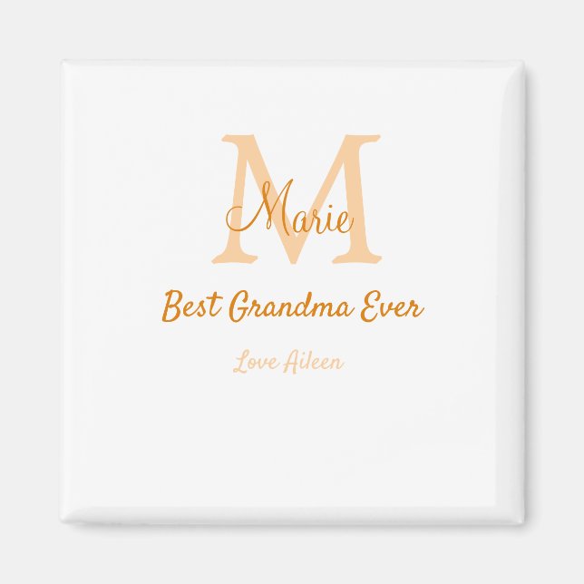 einfache minimale Bestform Orangenmonogramm Magnet (Vorne)