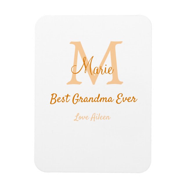 einfache minimale Bestform Orangenmonogramm Magnet (Vertikal)