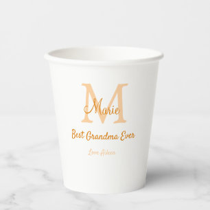 einfache minimale Bestform Orangenmonogramm Pappbecher