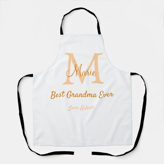 einfache minimale Bestform Orangenmonogramm Schürze (Vorderseite)