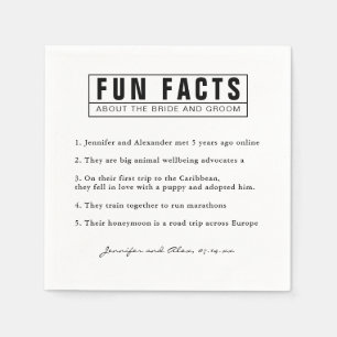 Einfache minimale Bride & Groom Fun Fakten Rosa Pa Serviette