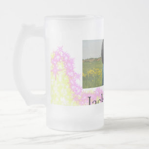 Einfache minimale bunte Glitter-Add-Name-Foto-Im Mattglas Bierglas