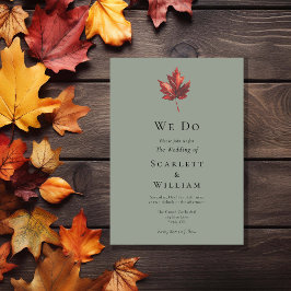 Einfache minimale Fall Leaf Seite Grün wir Hochzei Einladung