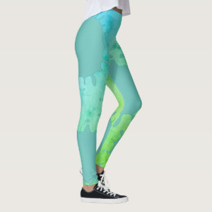 Einfache, minimale farbenfrohe Streifen lila grüne Leggings